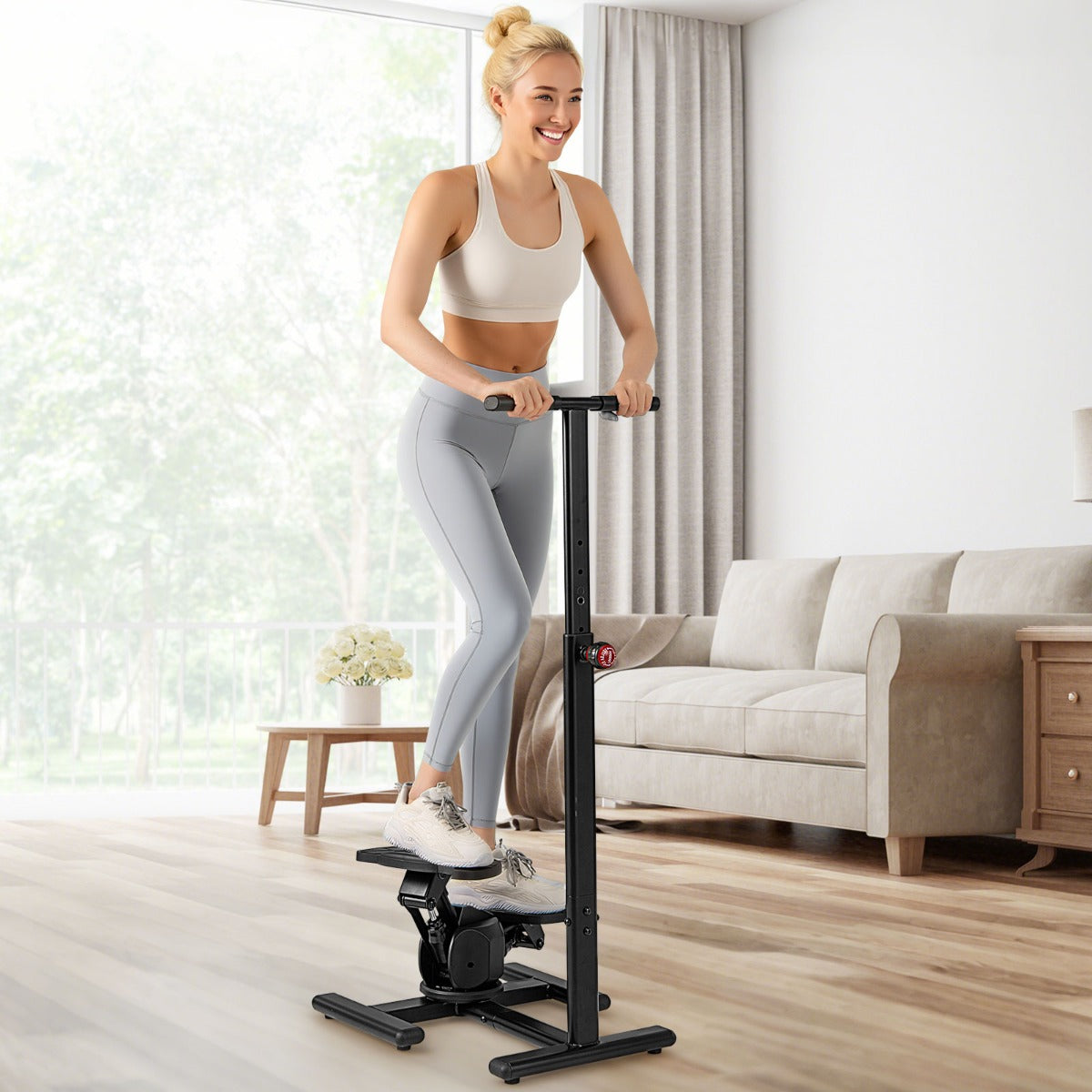 Stepper com Manípulo Ajustável em Altura e Ecrã LCD com Pedais