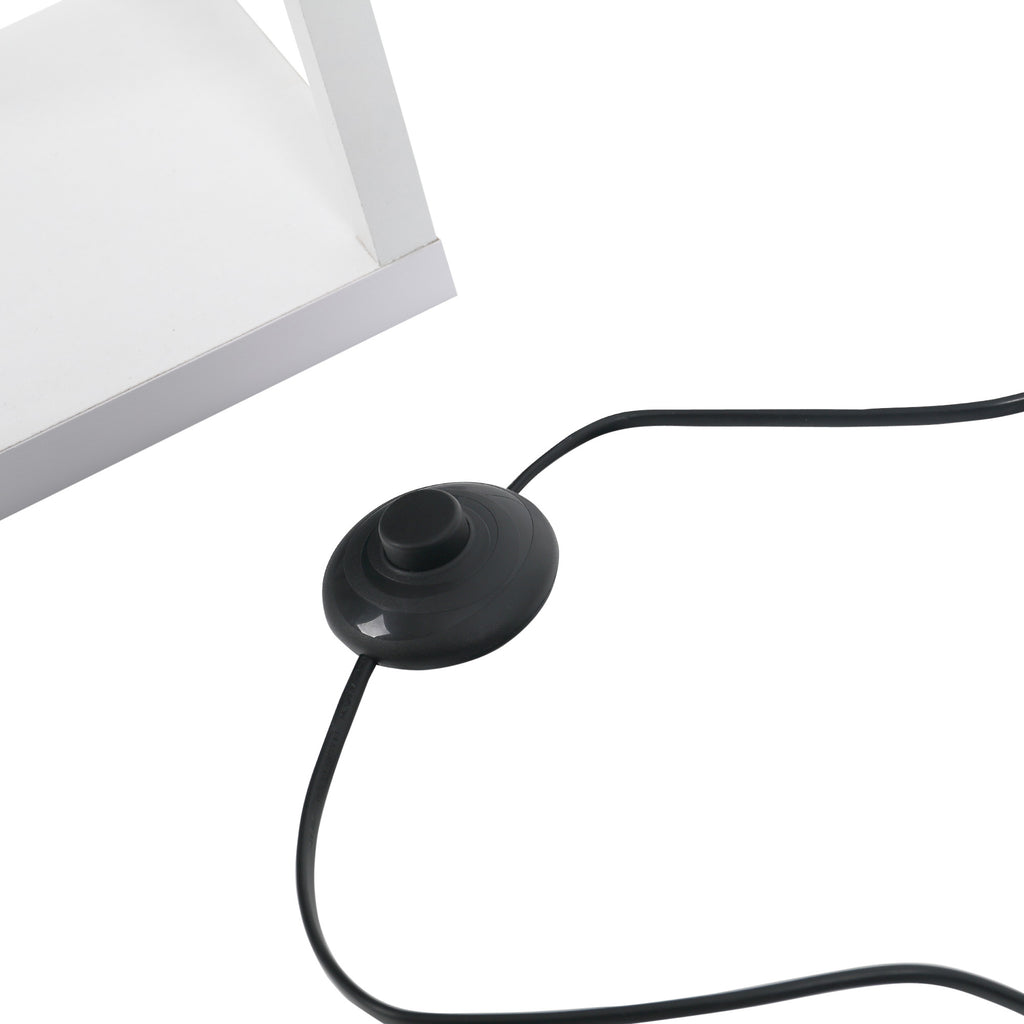 Candeeiro de Pé de Madeira com 3 Prateleiras De Armazenamento para Lâmpada E27 Potência Máx. 40W Candeeiro Moderno para Sala de Estar Dormitório 26x26x160cm Branco — foto 6