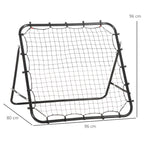 Rede de Rebote de Metal Rede de Rebote com Ângulo Ajustável e 20 Cordas Elásticas para Treinamento de Futebol Tenis Beisebol Desportes 96x80x96 cm Preto — foto 3