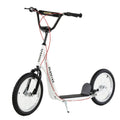 Trotinete para Crianças acima de 5 Anos e Adolescentes com Guiador Ajustável em Altura 2 Pneus de Borracha Insufláveis com Travagem Dupla e Rodas 16" Carga 100 kg 139x58x90-96 cm Branco — foto 1