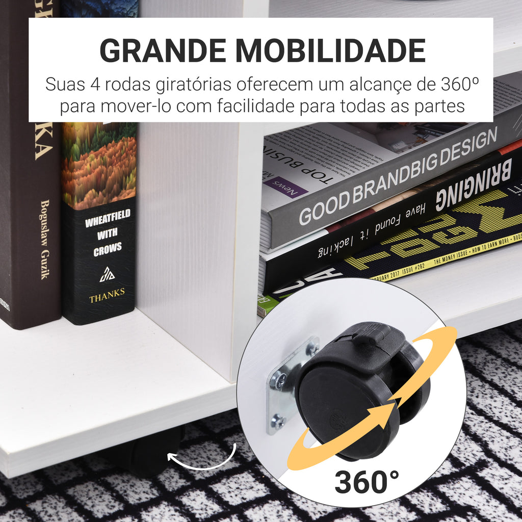 Móvel para TV para Televisores de até 42 Polegadas Móvel de TV com Prateleiras e Rodas com Travão 80x40x40cm Branco — foto 6