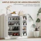 Sapateira Armário Multiuso com 2 Portas Prateleiras Interiores e 4 Prateleiras Exteriores com Altura Ajustável 83x30x90 cm Branco — foto 4