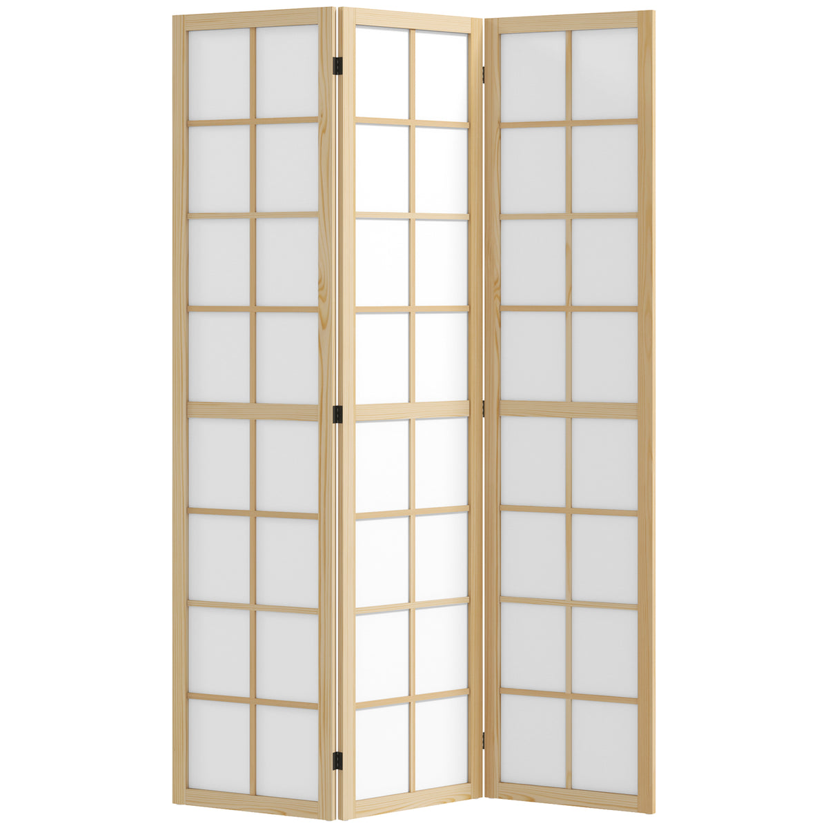 Biombo Dobrável de 3 Painéis Ecrã de Privacidade Separador de Ambientes de Interior para Sala de Estar Dormitório e Escritório 120x170 cm Madeira e Branco — foto 1