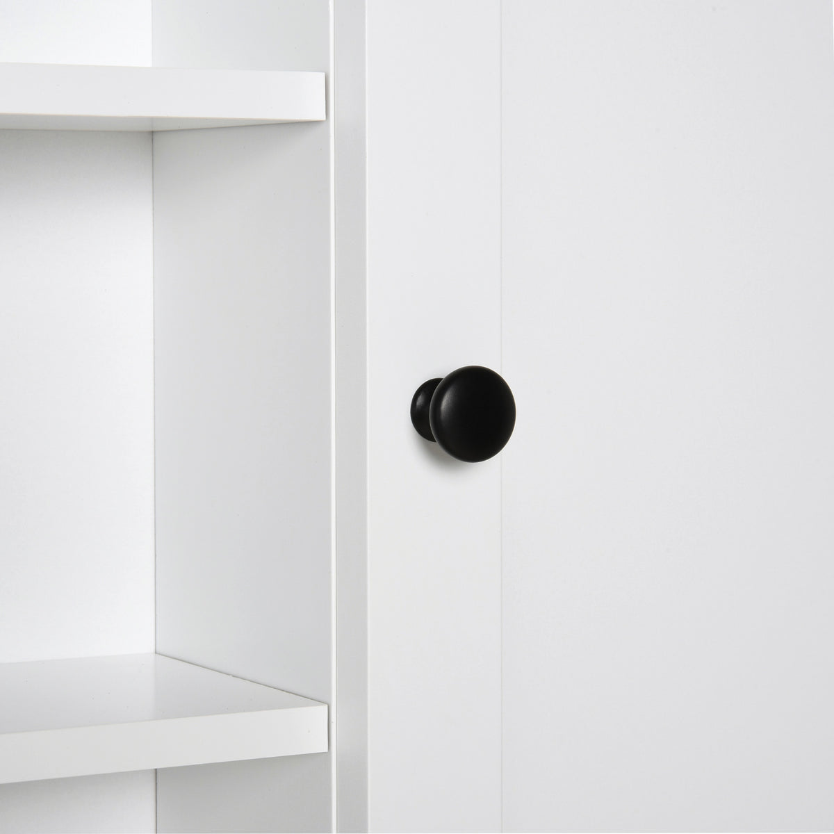 Armário de banheiro multifuncional Armário de parede com economia de espaço com 3 níveis abertos 1 porta Prateleira de sobreposição ajustável 53x14.5x50.5 cm Branco — foto 7