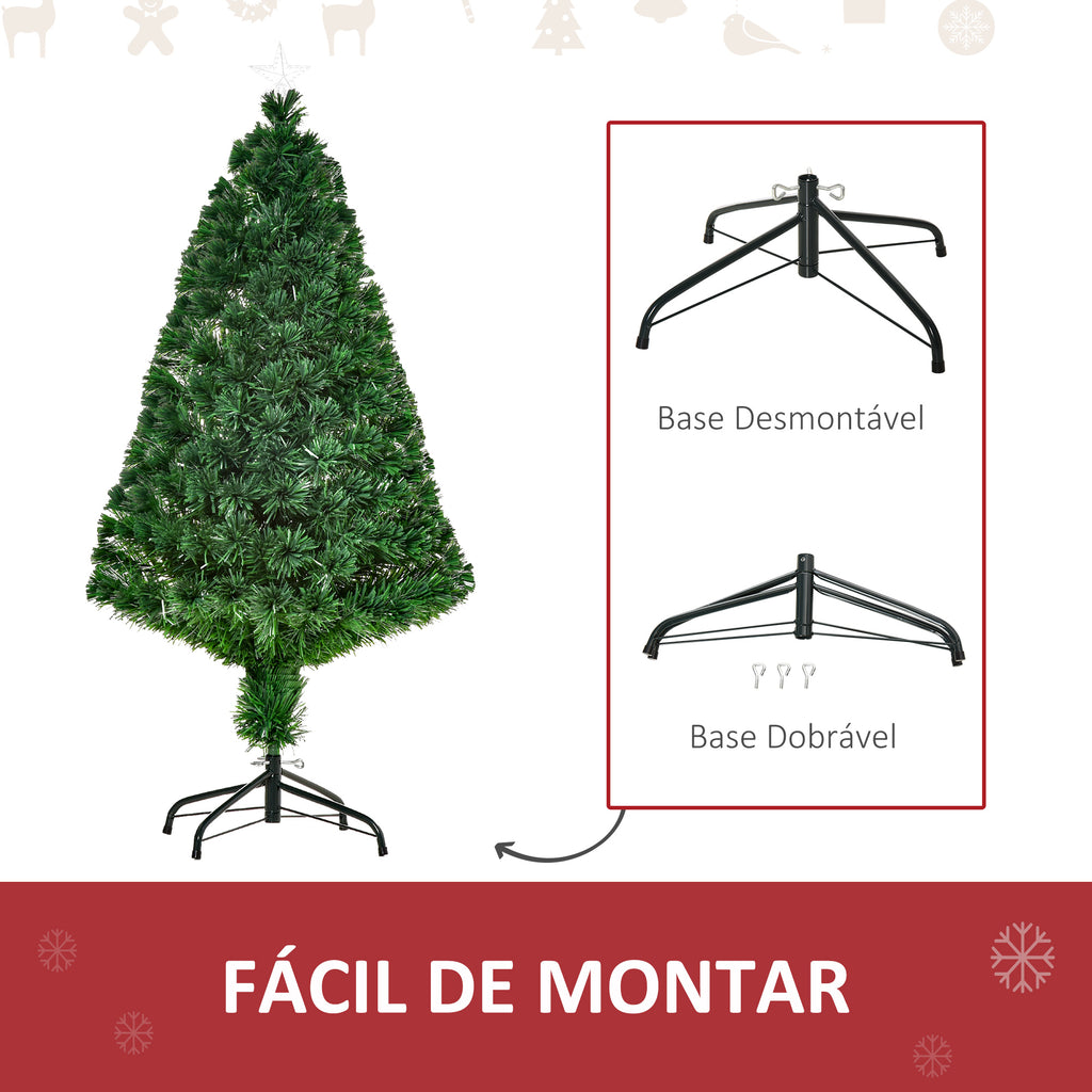 Árvore de Natal Artificial 120 cm Árvore de Natal com Fibra Óptica e Suporte Metálico Decoração de Natal Ø60x120 cm Verde — foto 6