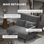 Sofá Cama Sofá Convertível em Cama de 2 Lugares Dobrável com Encosto Ajustável em 5 Níveis e 2 Almofadas Acolchoadas para Escritório Dormitório Sala de Estar 102x73x81 cm Cinza - Modelo 1 — foto 6