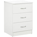 Mesa de Cabeceira Moderna Mesa de Cabeceira com 3 Gavetas e Puxadores de Alumínio para Dormitório 40x35x58 cm Branco — foto 1