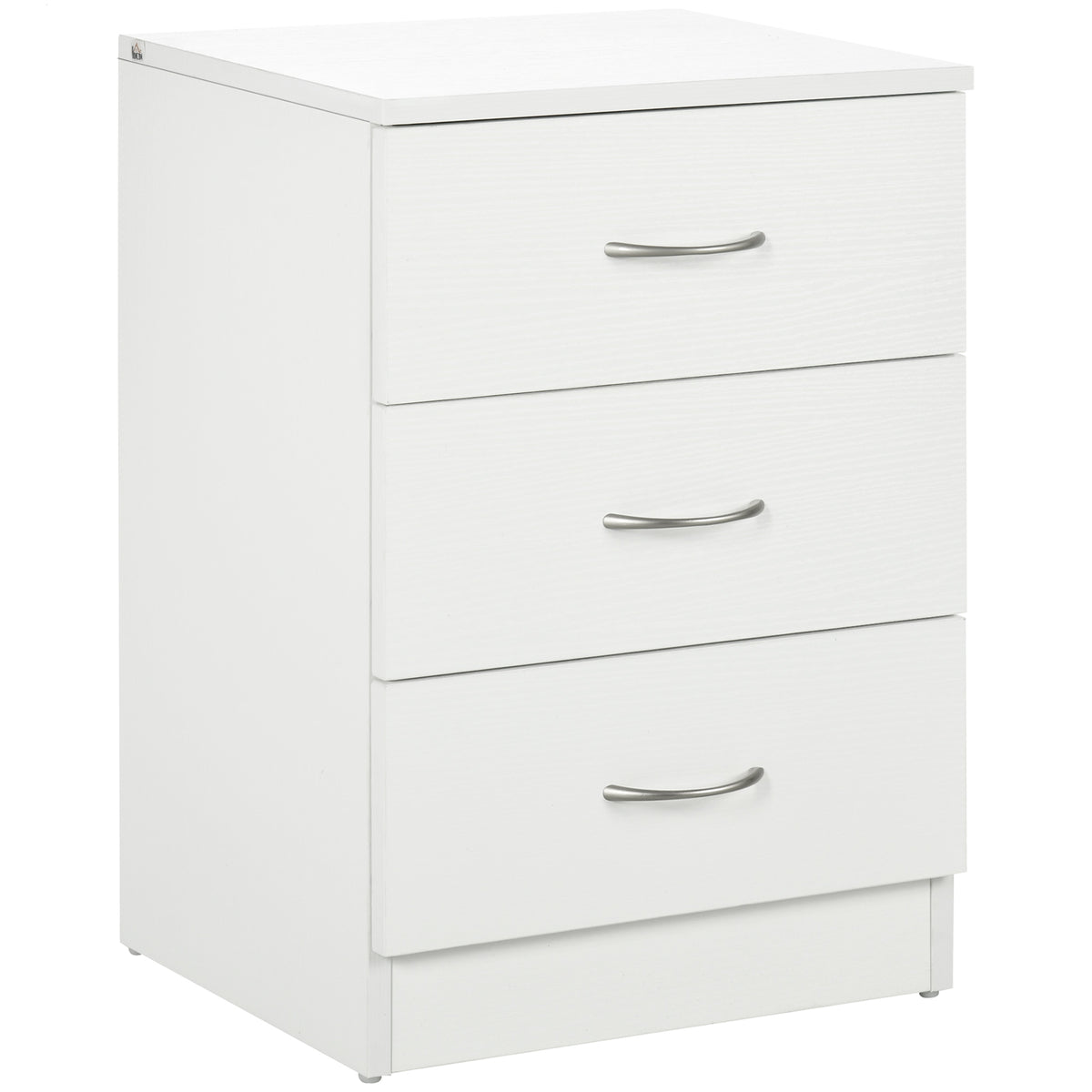 Mesa de Cabeceira Moderna Mesa de Cabeceira com 3 Gavetas e Puxadores de Alumínio para Dormitório 40x35x58 cm Branco — foto 1