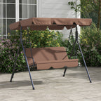 Baloiço de Jardim de 3 Lugares com Almofada Toldo Ajustável e Estrutura de Aço para Balcão Terraço Patio Carga Máx. 200 kg 172x110x153 cm Marróm — foto 2