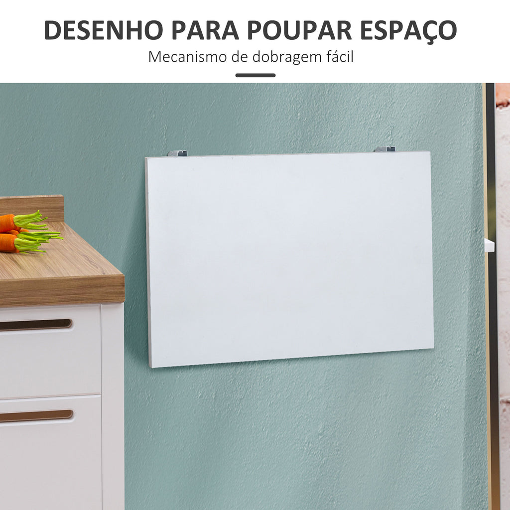 Mesa Dobrável de Parede Mesa Auxiliar Suspensa para Cozinha Sala de Jantar 60x40x20cm Branco — foto 4