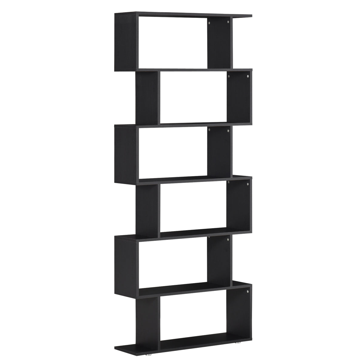 Estante com 6 Prateleiras para Livros Material de Madeira 80 x 25 x1 92 cm Preto — foto 1