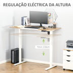 Secretária Elétrica de Pé com Ajuste Elétrico de Altura e 4 Teclas de Memória para Casa Escritório 140x70x72-116 cm Branco e Natural — foto 4