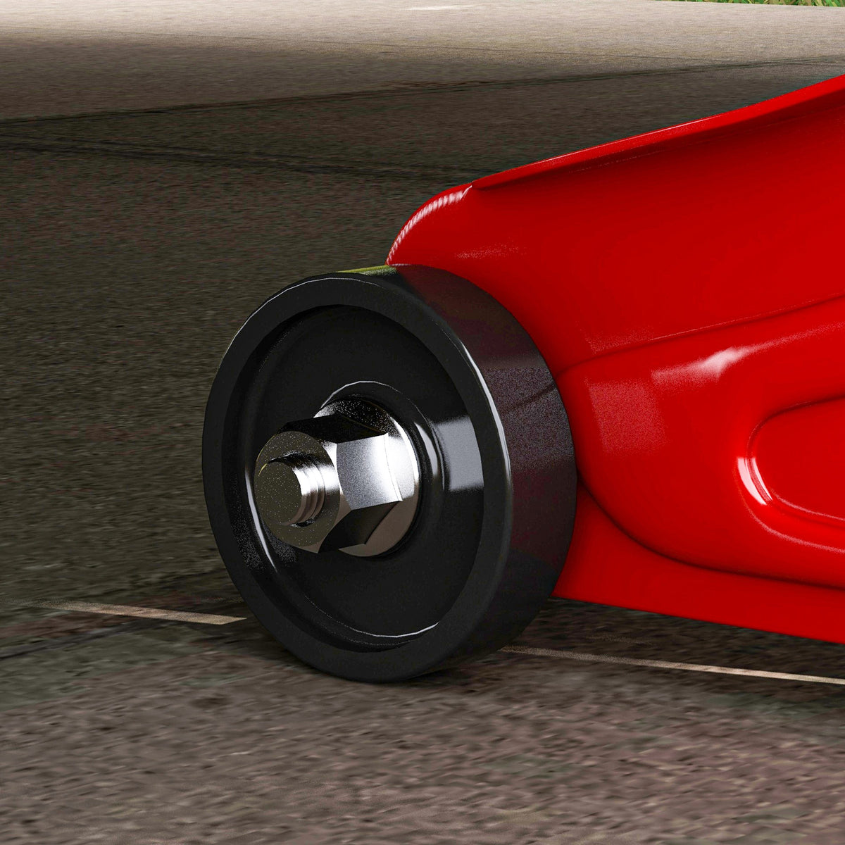 Macaco Hidráulico para Carros de 2 Toneladas Macaco Hidráulico com Altura Ajustável 12-30 cm e 4 Rodas para Apoiar Carros Vermelho e Cinza — foto 8