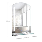 Espelho para banheiro com luz LED 16W Interruptor de toque e prateleira inferior Cabo de 1m Estrutura de alumínio 70x50x2,7 cm prata — foto 3