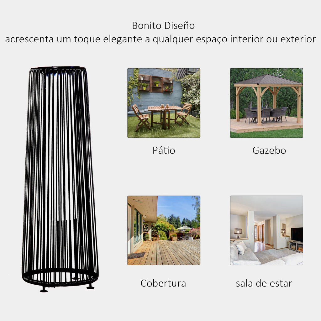 Candeeiro Solar de Vime de Energia Solar com LED 1,5 W Interruptor de Controle Automático de Luz Decoração Exterior Ø21,5x61cm Preto — foto 6