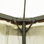 Pérgola de Jardim 4x3m Pérgola de Alumínio com Teto com Ventilação 4 Cortinas Laterais 4 Telas Mosquiteiras e 8 Orifícios de Drenagem para festas Eventos Exterior Creme — foto 9