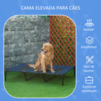 Cama para Animais de Estimação Cama Elevada para Cães Gatos com Tecido Transpirável para Dormir Relaxar Exterior Jardim Terraço 122x91x23cm Azul — foto 4
