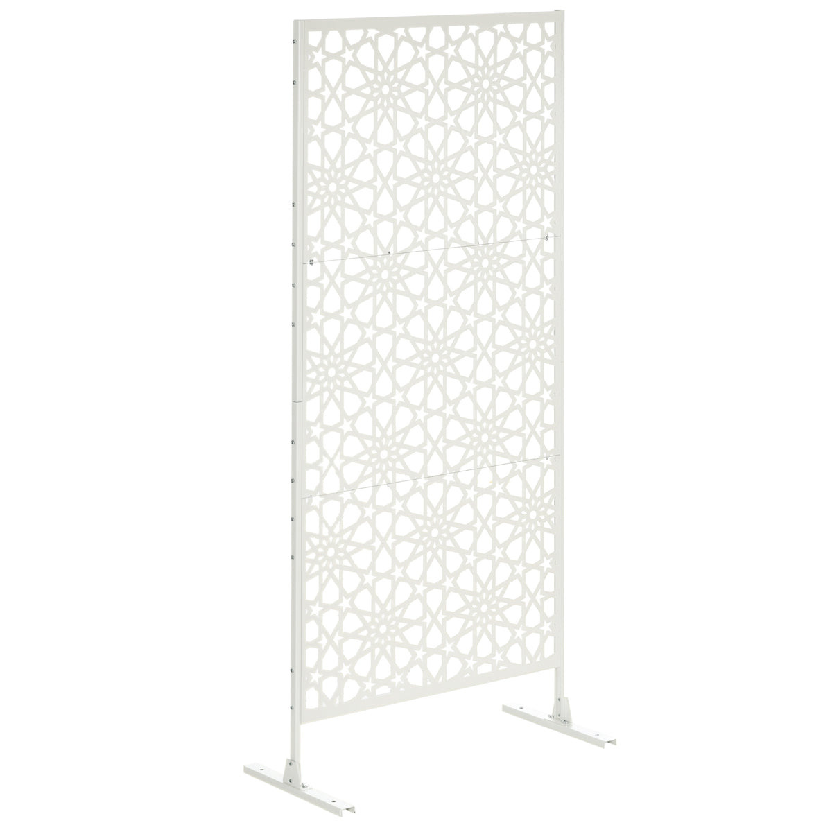 Biombo de 3 Peças Separador de Ambiente com Desenho em Flocos de Neve Biombo para Exterior Jardim Pátio Varanda 92x45x198 cm Branco — foto 1