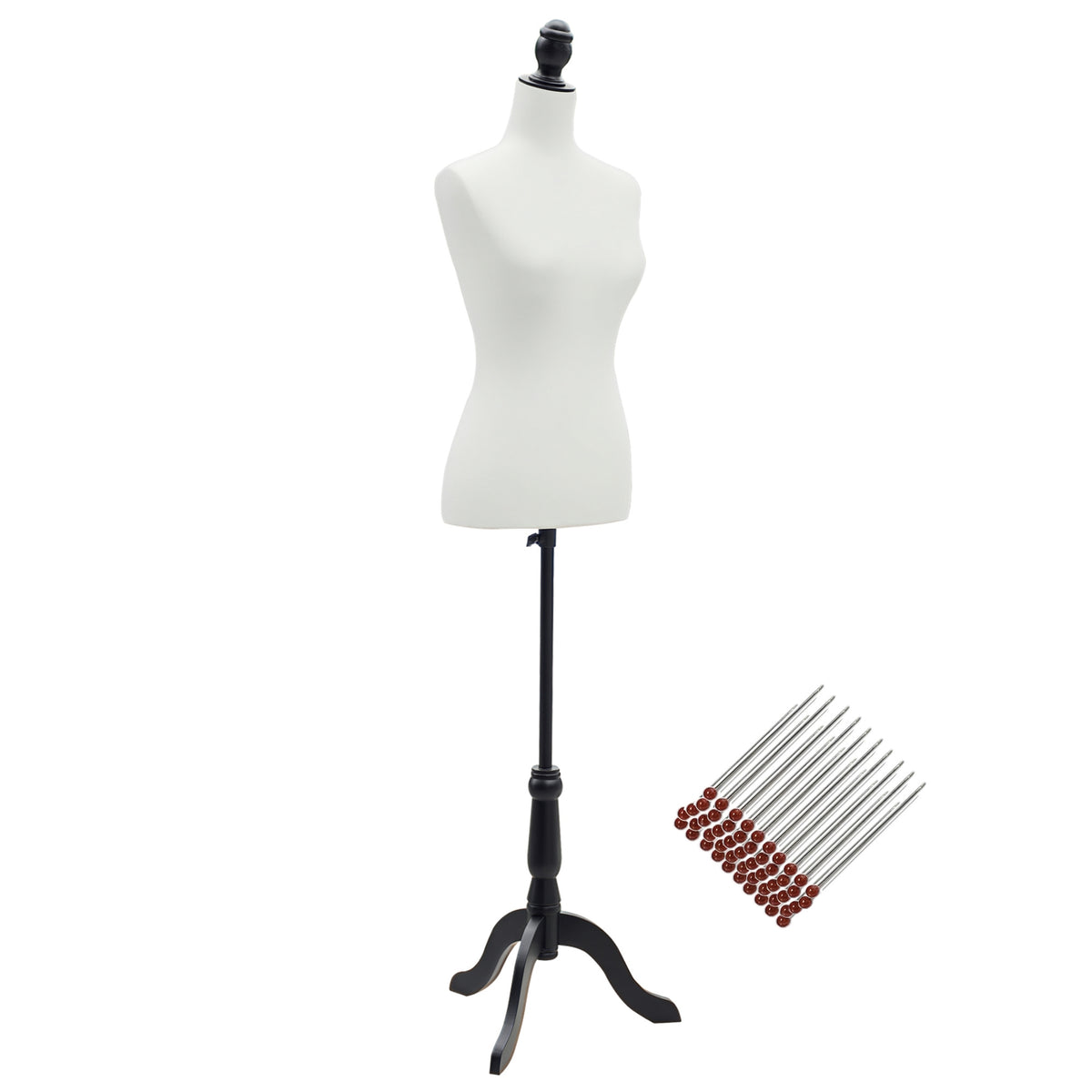 Manequim de Costura Feminino Manequim de Costura Ajustável a 130-168 cm com Tripé de Madeira para Fotografia de Moda Exposição de Roupas Branco — foto 1