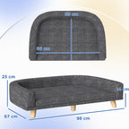Sofá para Cães Cama Elevada para Cães Estofada com Almofada Lavável e Pés de Madeira de Pinho Carga Máxima 40 kg 98x67x25 cm Cinza Escuro — foto 3