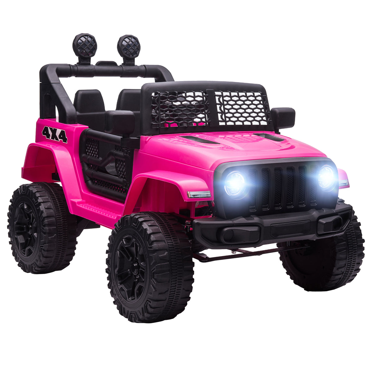 Carro Elétrico para Crianças acima de 3 anos Carro de Bateria 12V com 2 Motores Controle Remoto 2.4G Luzes Buzina Velocidade Ajustável Carga Máxima 30kg 100x65x72 cm Rosa — foto 1