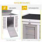 Coelheira de Madeira Exterior Coelheira para Roedores Animais de Estimação Pequenos com Teto Asfáltico e Rampa Antiderrapante 42x51x43cm Cinza — foto 6
