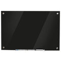 Placa de vidro magnético com bandeja Quadro de parede sem moldura Inclui 4 marcadores e borracha 90x60x0,45 cm Preto — foto 1