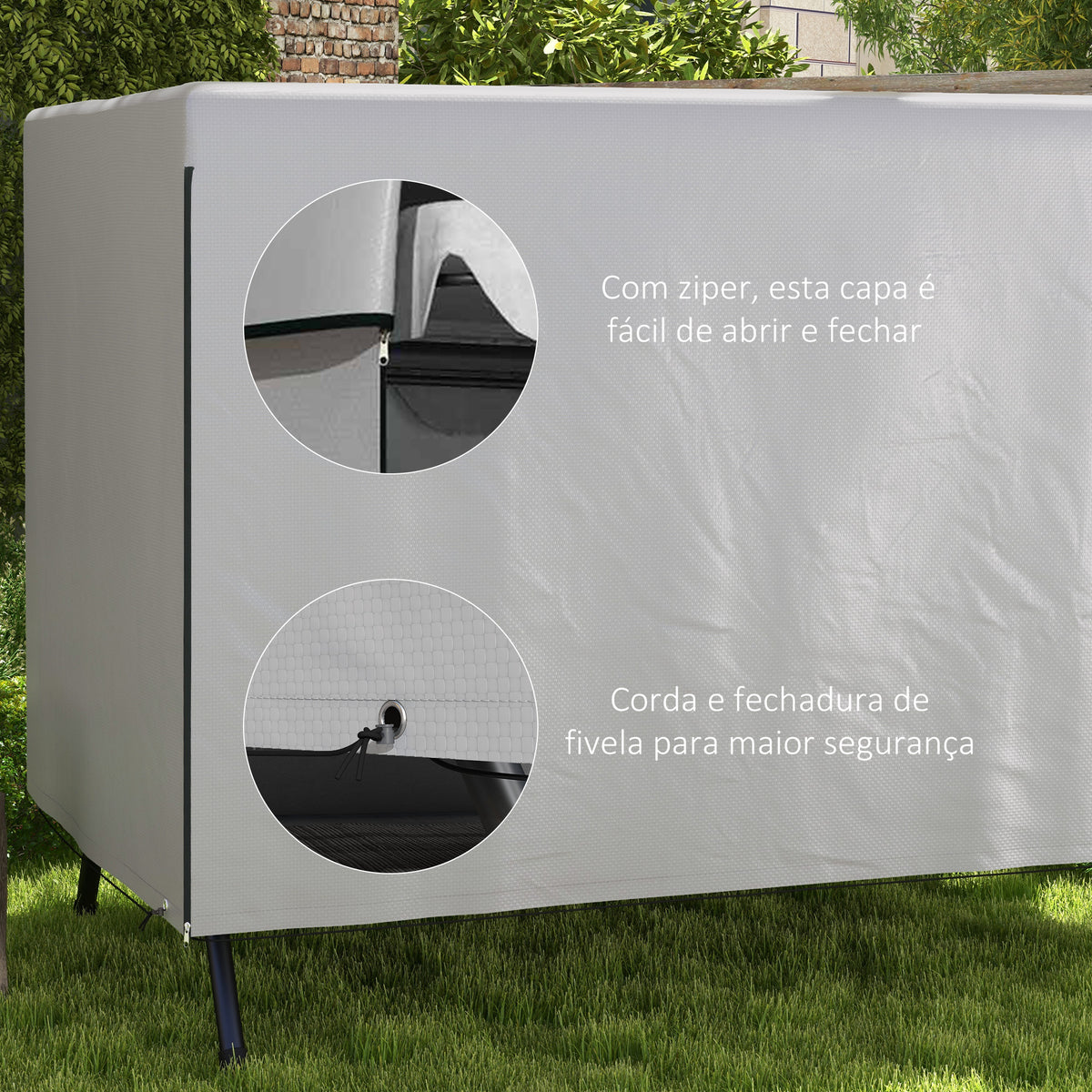 Capa para Baloiço de Jardim, Capa para Baloiço Exterior com Fecho, Impermeável, 215x155x150 cm, Cinzento Claro — foto 5