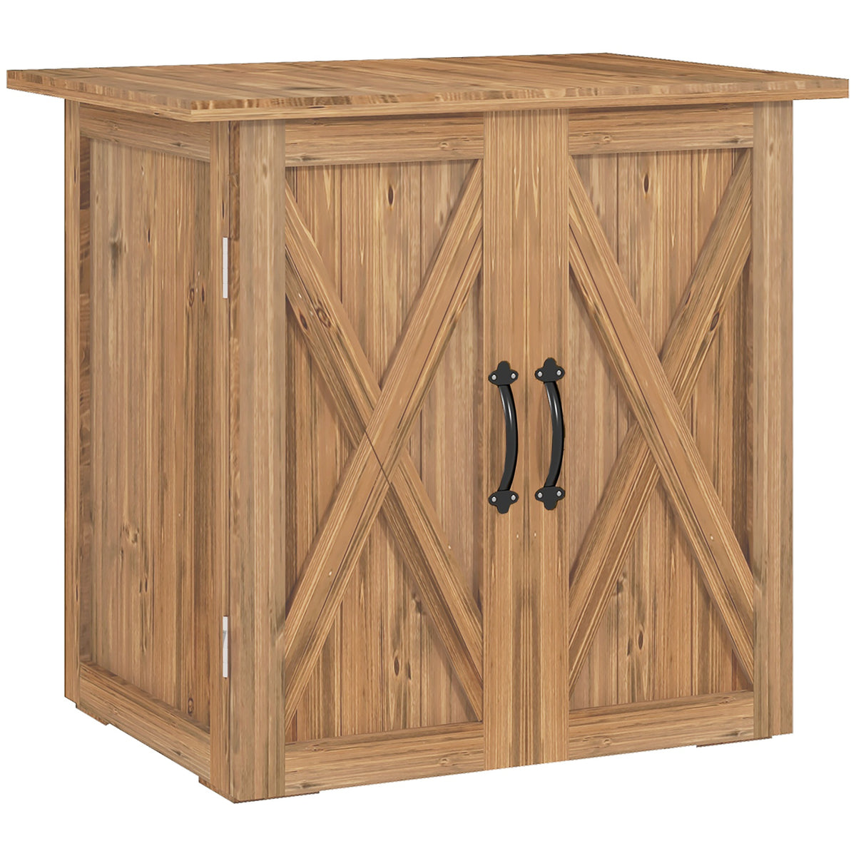 Ármário de Jardim Abrigo de Madeira para Exterior com 2 Portas Magnéticas Abrigo para Armazenamento de Ferramentas 77x55x72 cm Marrom — foto 1