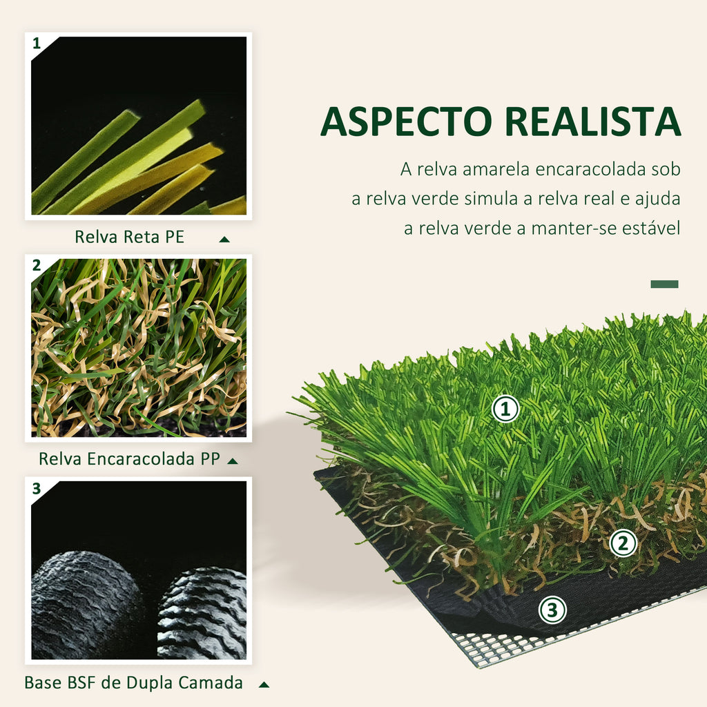 Relva Artificial 40 mm Rolo de Relva Artificial de 1x4 m Realista com Orifícios de Drenagem para Varanda Jardim Pátio Verde — foto 6