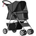 Carrinho para Cães Plegável, Coche para Cães Pequenos com Cesto de Armazenamento, Janelas de Rede, Suportes para Copos, Rodas EVA, Almofada Lavável, Travões, Carga 10 kg, 75x45x97 cm, Cinzento Escuro — foto 1