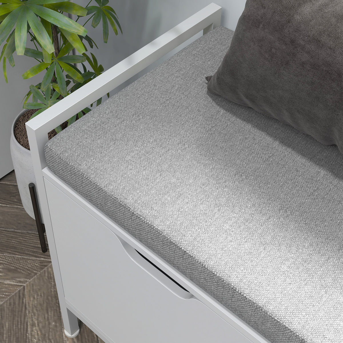 Banco Sapateira com Assento com Almofada Amovível para 4 Pares de Sapatos Banco Sapateira para Entrada Corredor Sala de Estar 84x35x50 cm Branco — foto 8