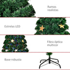 Árvore de Natal Artificial Pinheiros 180 cm com Suporte Decorações de Natal Estrela Flocos Fibra Óptica Brilhante LED Multicolor Retardador de Chama — foto 4