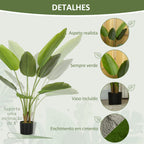 Planta Artificial Decorativa 109 cm Bananeira Artificial com Vaso e Folhas para Interior Casa Sala de Estar Escritório Verde — foto 4