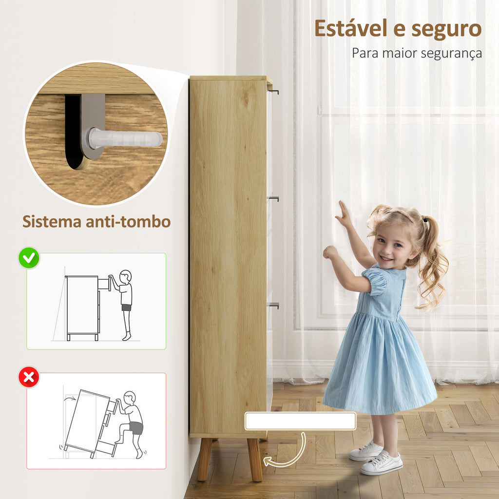 Sapateira Estreita com 3 Portas em Branco Brilhante Sapateira de Entrada com Prateleiras Ajustáveis e Pernas de Madeira para 18 Pares de Sapatos 60x24x127 cm Branco — foto 7