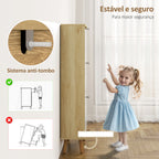 Sapateira Estreita com 3 Portas em Branco Brilhante Sapateira de Entrada com Prateleiras Ajustáveis e Pernas de Madeira para 18 Pares de Sapatos 60x24x127 cm Branco — foto 7