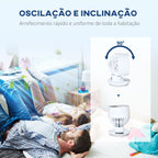 Ventoinha de Mesa 45W Mini Ventoinha com 3 Pás Ecrã LED Oscilação de 55° 3 Velocidades Temporizador e Controlo Remoto Ø20,2x28,2cm Branco — foto 5