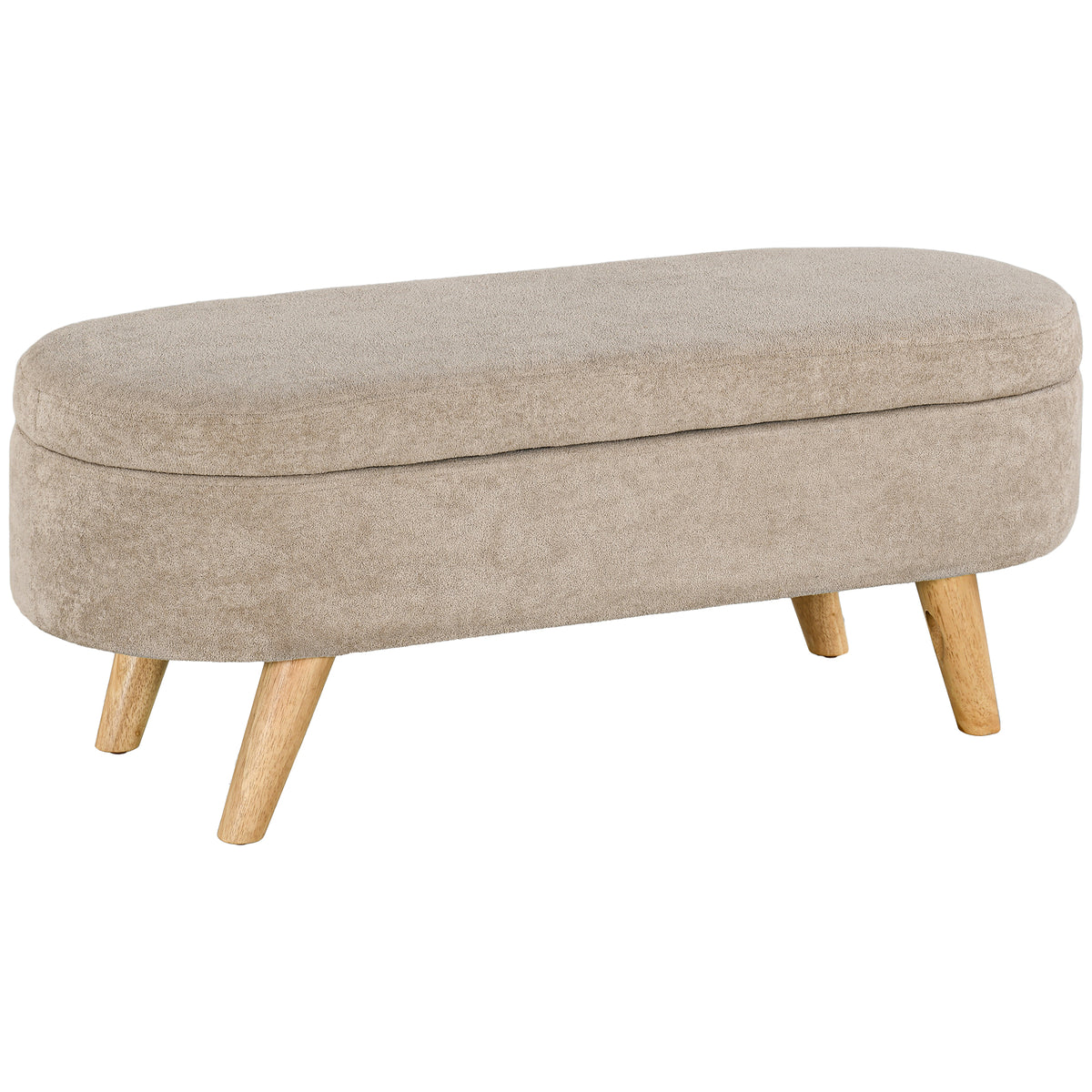 Banco para Pé de Cama Banco de Armazenamento com Pés de Madeira e Assento Acolchoado Carga 120 kg Puff de Armazenamento para Dormitório Entrada Corredor 110x40x43 cm Bege — foto 1