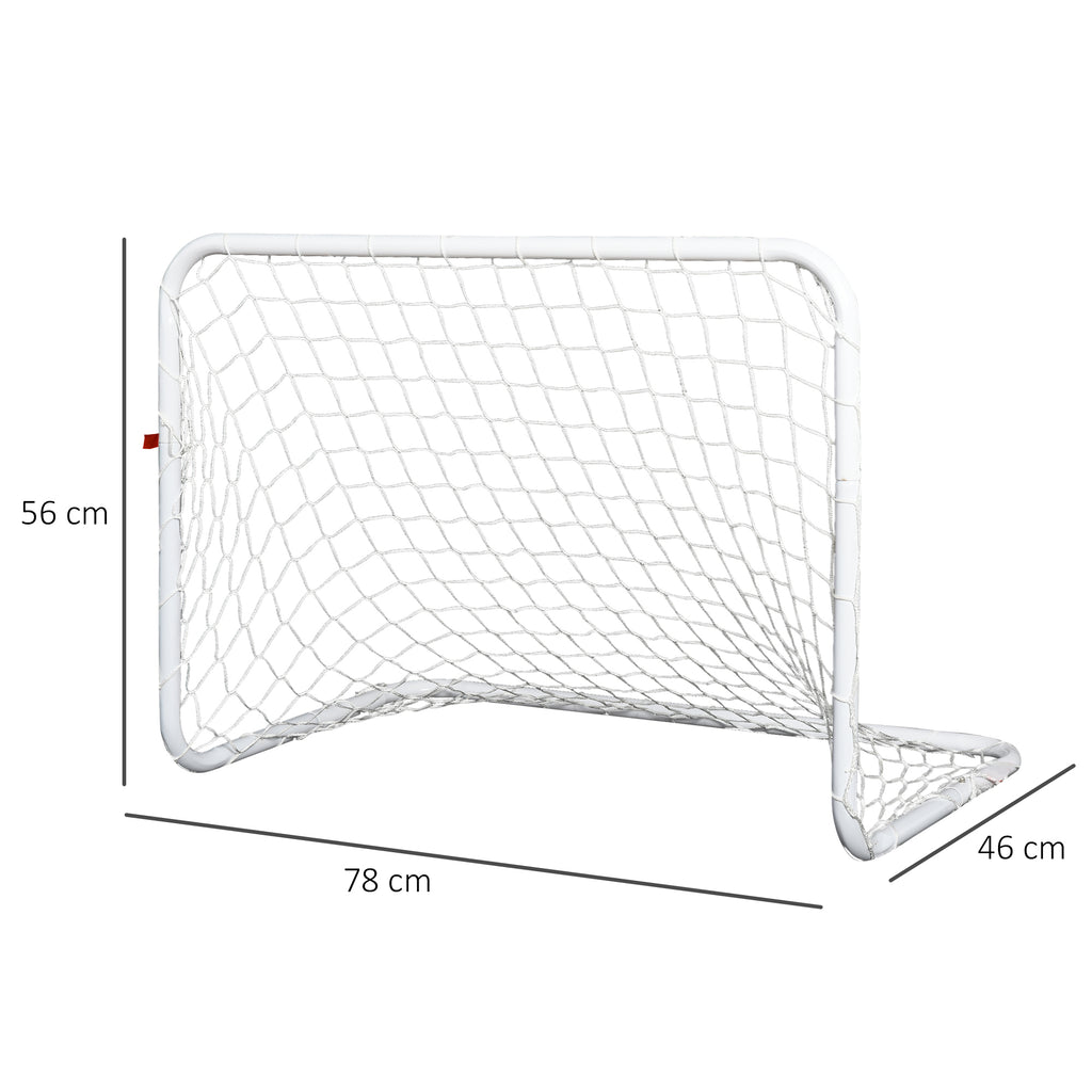 Conjunto de 2 Balizas de Futebol com Rede e Bola para Crianças e Adultos, Brinquedo Desportivo de Exterior para Jardim com Bomba de Enchimento, Aço e Poliéster, 78x46x56 cm, Branco — foto 3