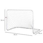 Conjunto de 2 Balizas de Futebol com Rede e Bola para Crianças e Adultos, Brinquedo Desportivo de Exterior para Jardim com Bomba de Enchimento, Aço e Poliéster, 78x46x56 cm, Branco — foto 3