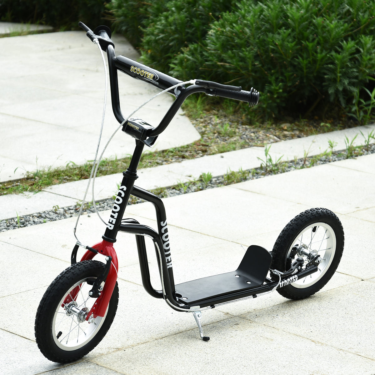 Trotinete para Crianças acima de 5 Anos Trotinete Infantil com Guiador Ajustável em Altura Travão Duplo e Estrutura de Aço Carga 100 kg para Adolescentes 120x58x75-80 cm Preto — foto 2