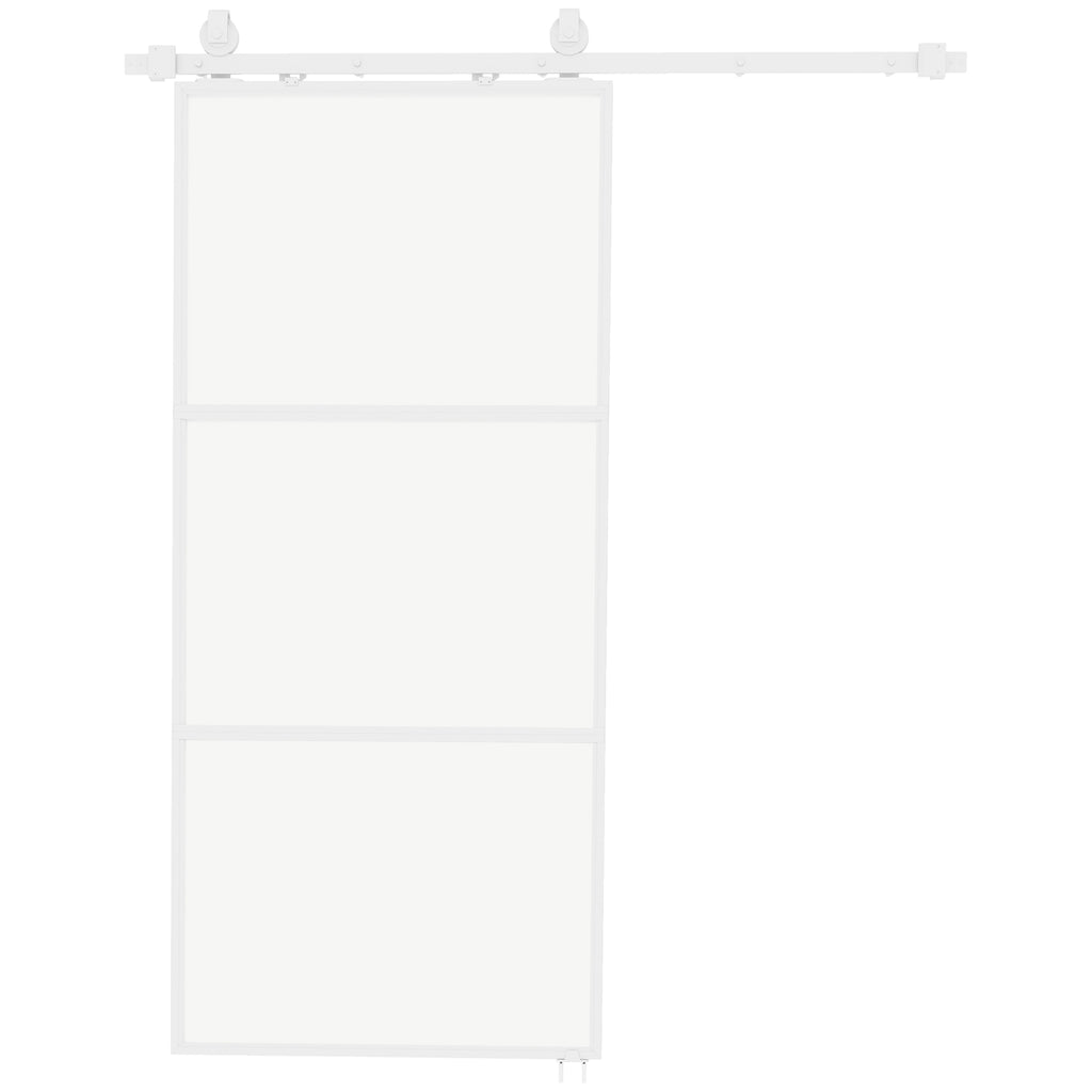 Porta de Correr com Acessórios Porta de Correr de Vidro com Mecanismo de Fecho Suave para Casa de Banho Sala de Estar Cozinha 91,4x203,2 cm Branco — foto 1