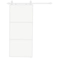 Porta de Correr com Acessórios Porta de Correr de Vidro com Mecanismo de Fecho Suave para Casa de Banho Sala de Estar Cozinha 91,4x203,2 cm Branco — foto 1