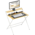 Secretária Dobrável Mesa de Computador Dobrável com Prateleira Aberta Secretária Pequena para Escritório Casa 86x66x82 cm Madeira — foto 1