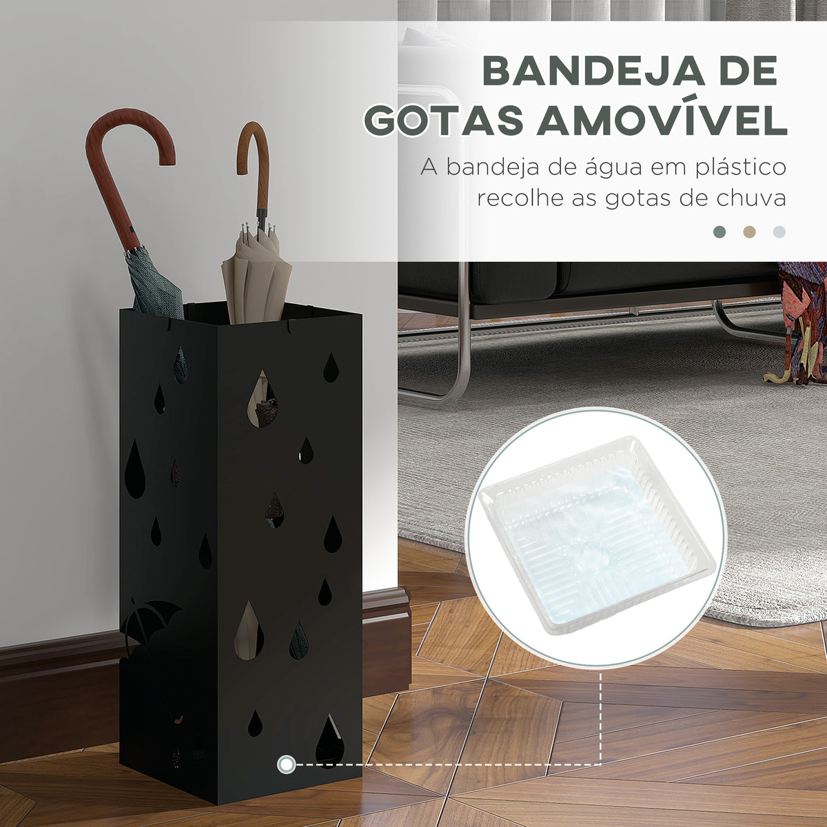 HOMOM Suporte para Guarda-Chuvas Branco com 4 Gavetas e Bandeja de Gotejamento Amovível Porta Guarda-Chuvas para Corredor Entrada 15,5x15,5x41 cm — foto 5