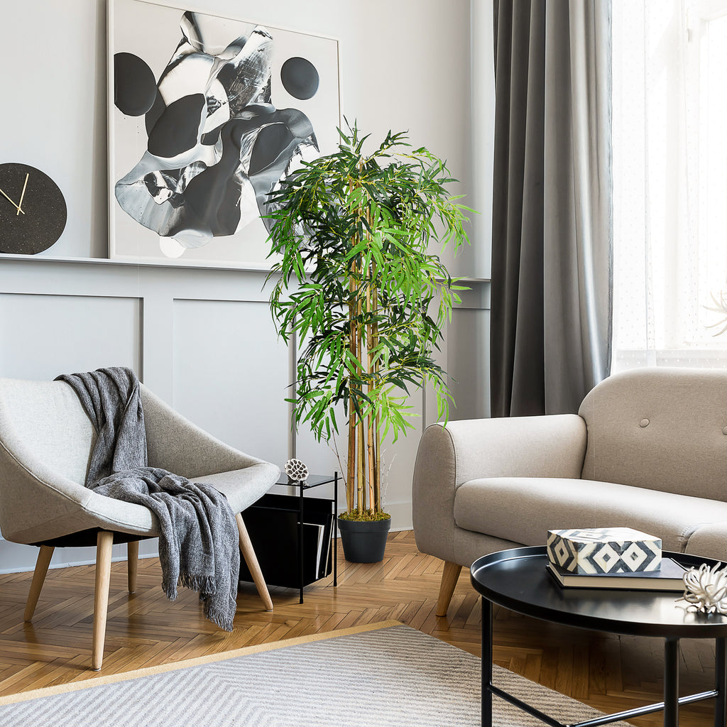 Bambu Artificial 150cm com Vaso Decorativo Planta Sintética Realística Ø18x150 cm Verde — foto 2