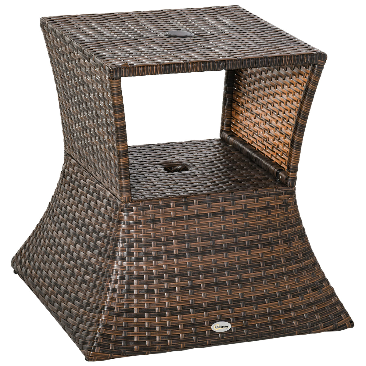 Mesa de Centro Vime com Buraco para Guarda-sol Mesita de Café Chá Mesa Auxiliar para Exterior Varanda Pátio 54x54x55cm — foto 1