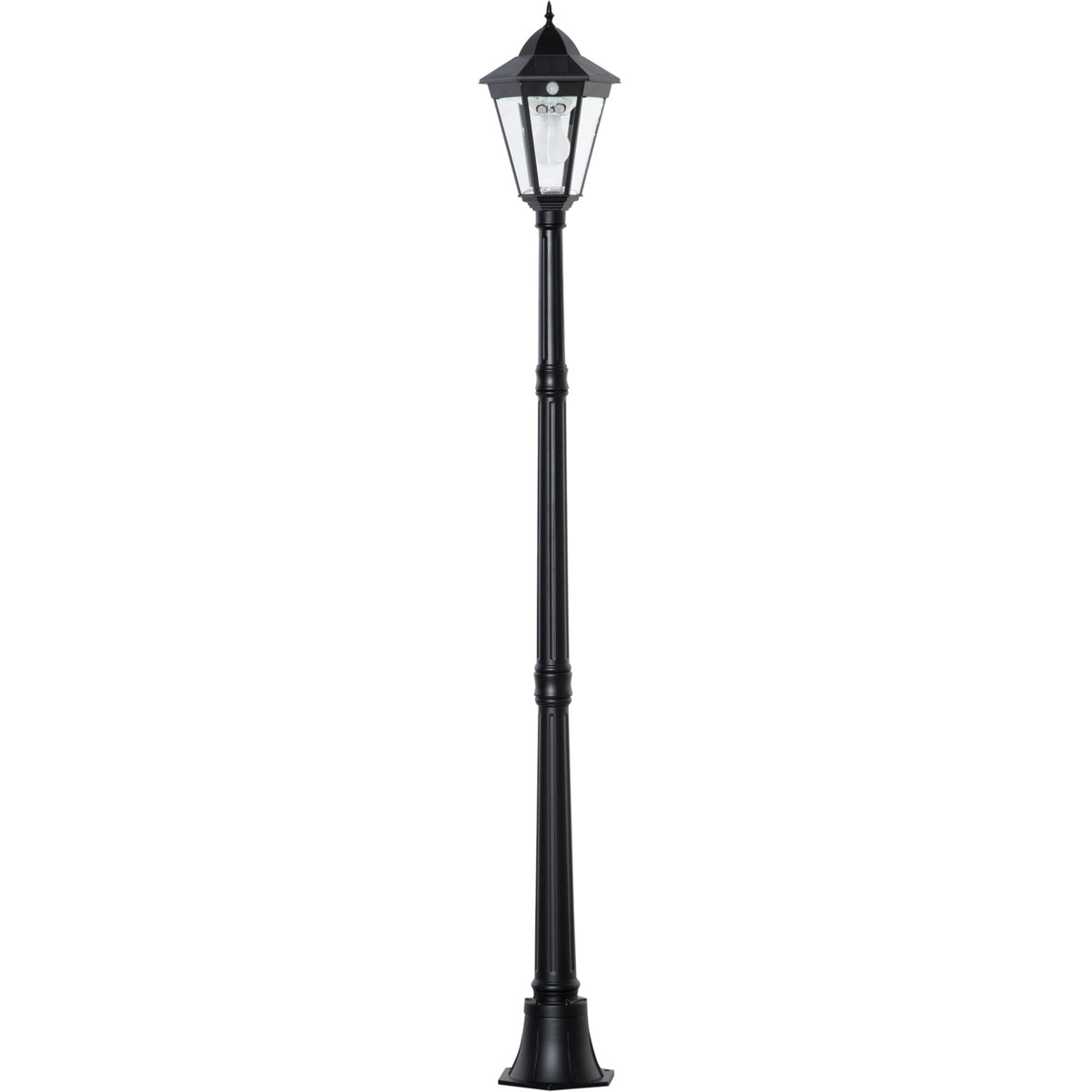 Candeeiro Solar Candeeiro Solar de Exterior com Painel Solar Ligar e Desligar Automático Resistente às Intempéries, Estrutura de Alumínio IP44 para Varanda Pátio 22x22x194 cm Preto — foto 1