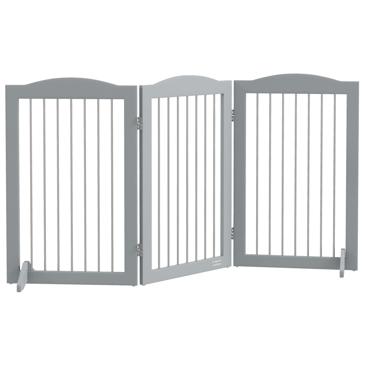 Barreira de Segurança para Cães Barreira de Segurança para Escadas e Portas 154x30x80cm Barreira de Segurança Dobrável com Suporte de Pé para Interior Cinzento — foto 1