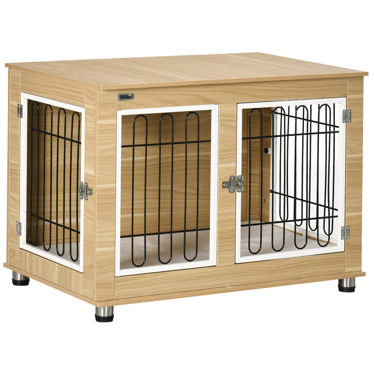 Gaiola para Cães com Mesa Auxiliar e Almofada Lavável Gaiola para Animais com Estrutura de Aço para Cães Médios e Grandes 90x58x65 cm Carvalho — foto 1